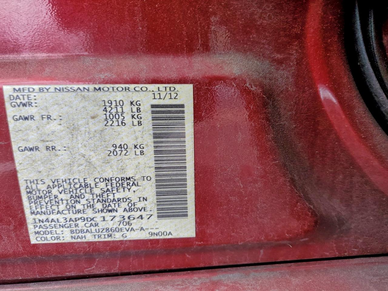 2013 NISSAN ALTIMA 2.5 photo 12