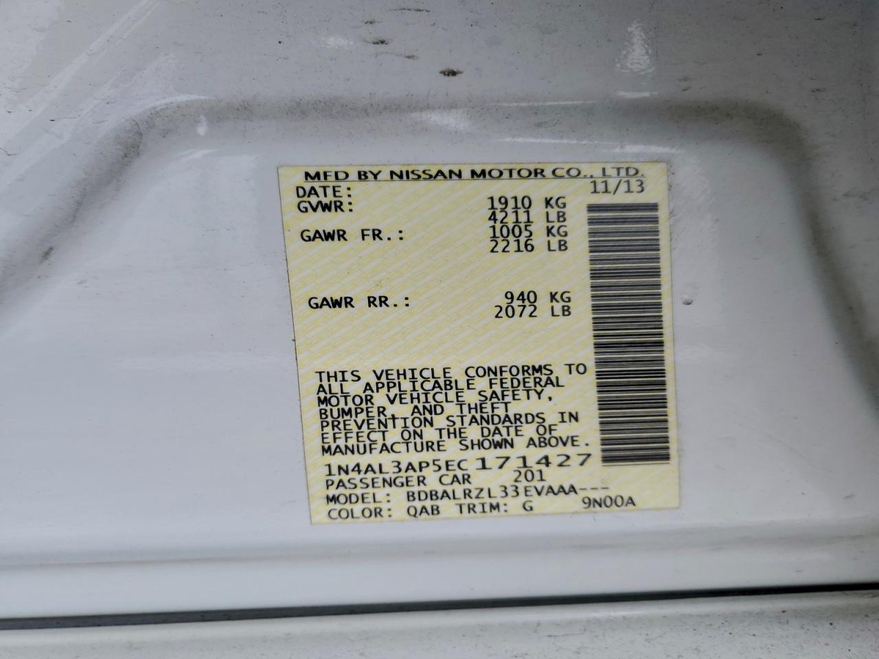 2014 NISSAN ALTIMA 2.5 photo 12