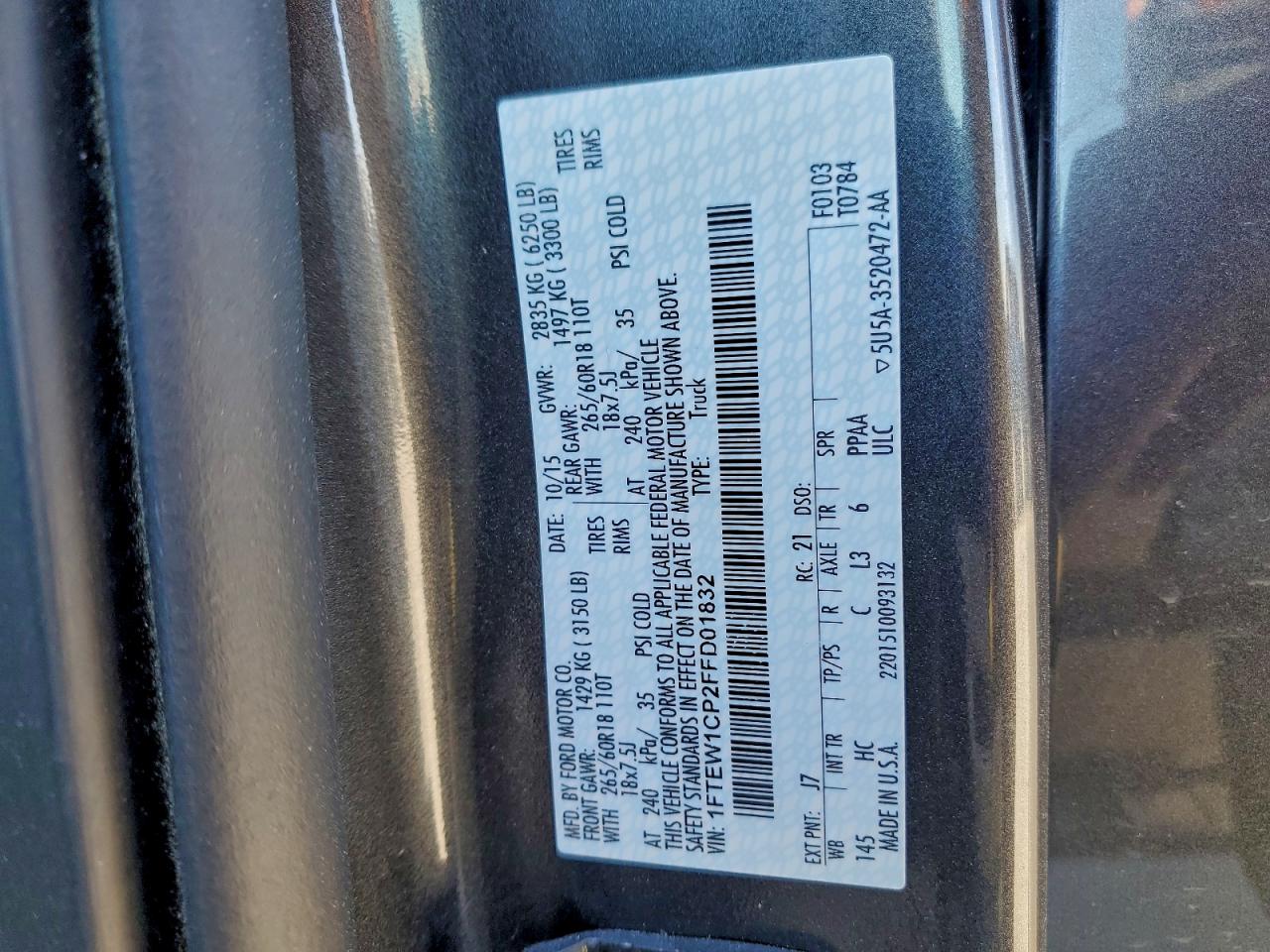 2015 FORD F150 SUPERCREW photo 12