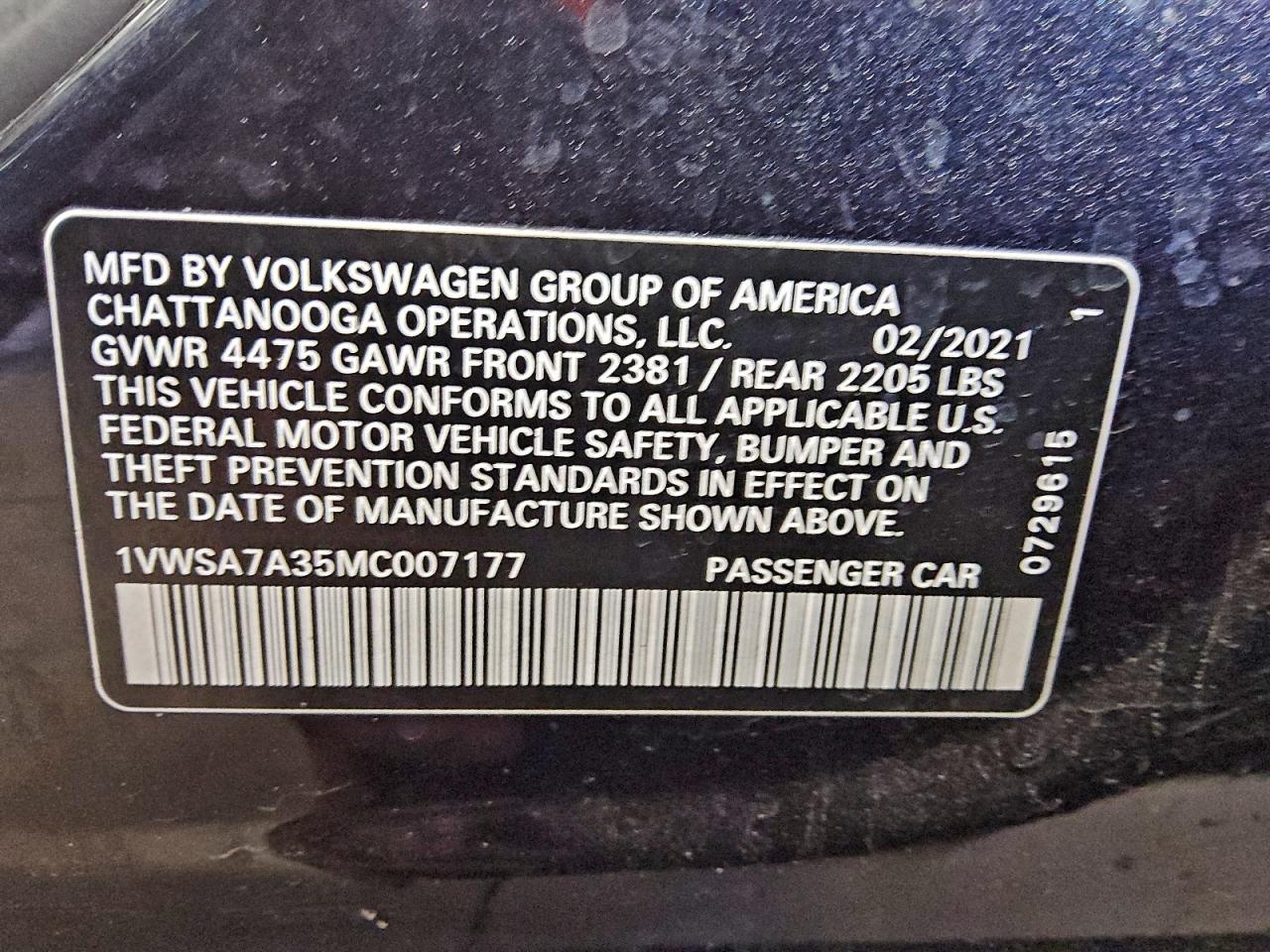 2021 VOLKSWAGEN PASSAT SE photo 12