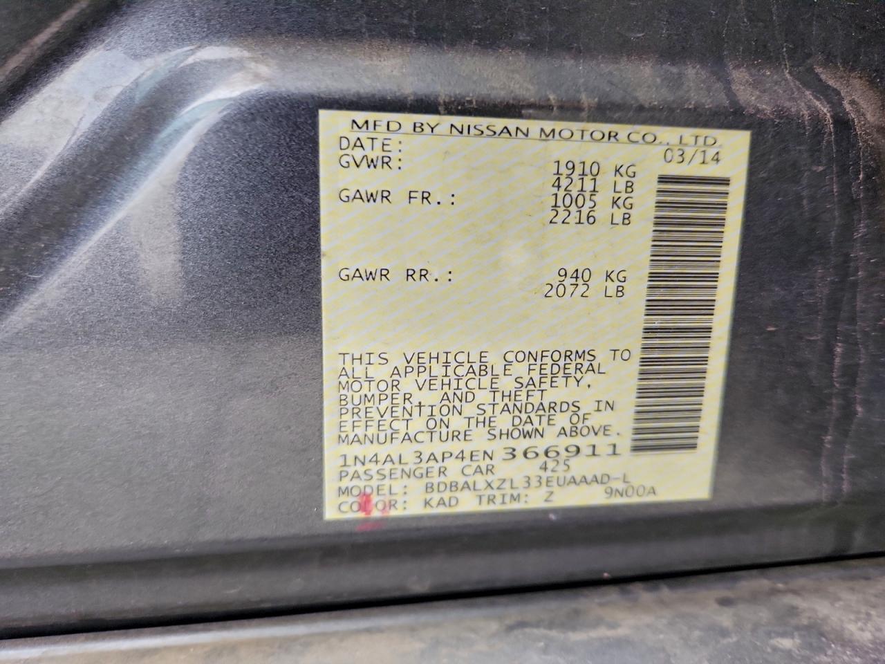 2014 NISSAN ALTIMA 2.5 photo 12