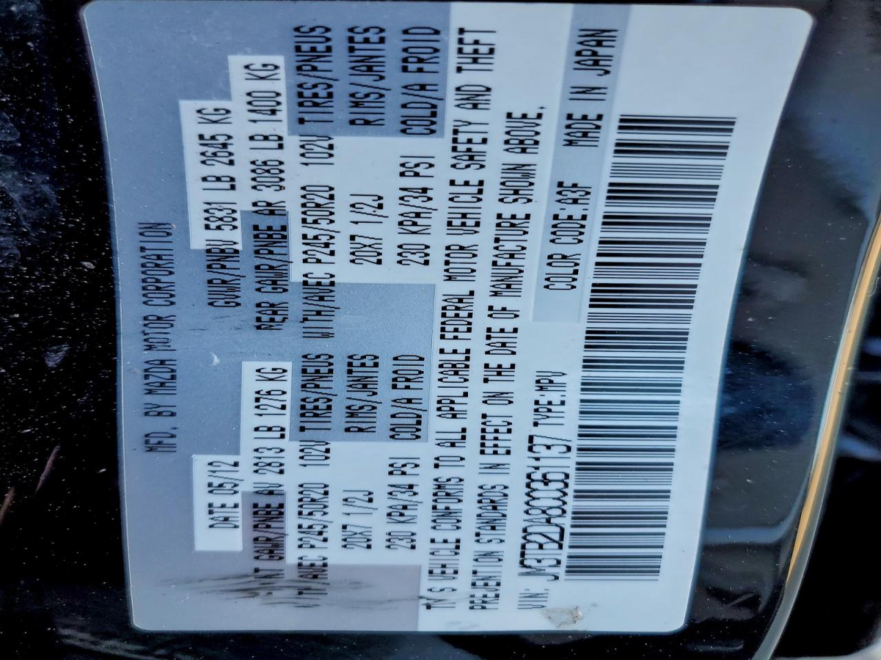 2012 MAZDA CX-9 photo 12