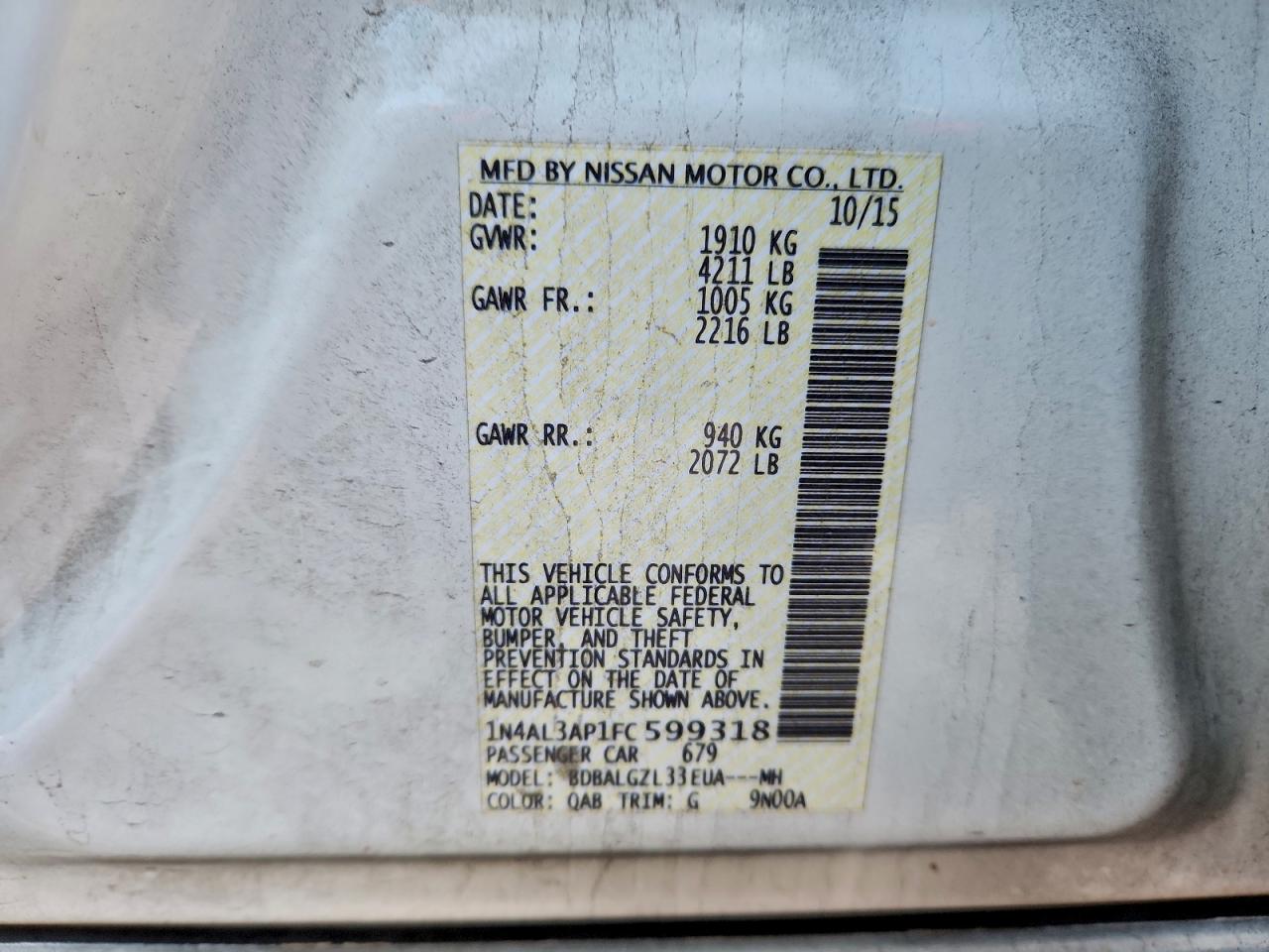 2015 NISSAN ALTIMA 2.5 photo 25