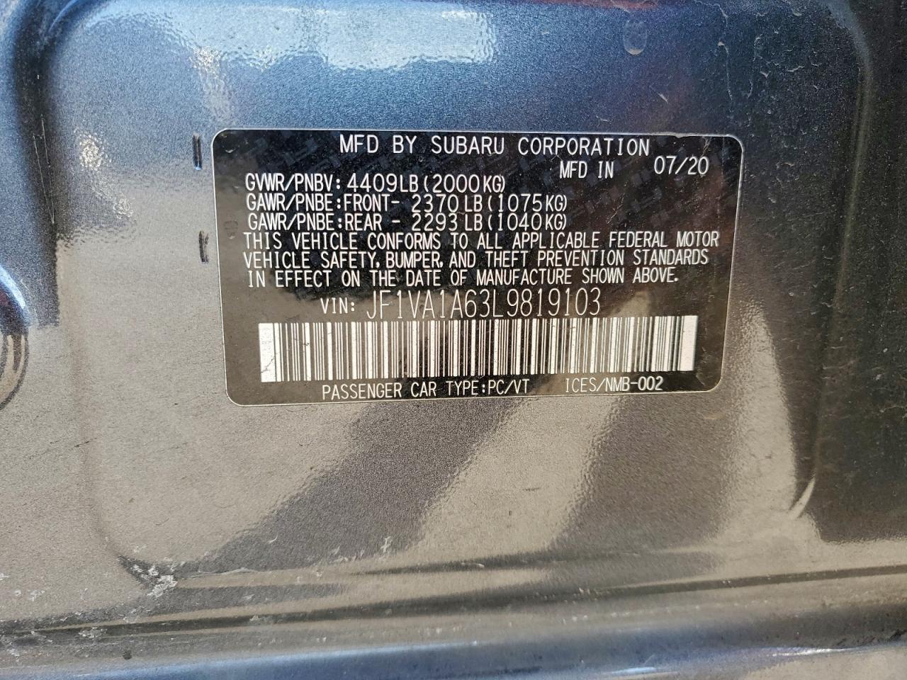 2020 SUBARU WRX photo 12