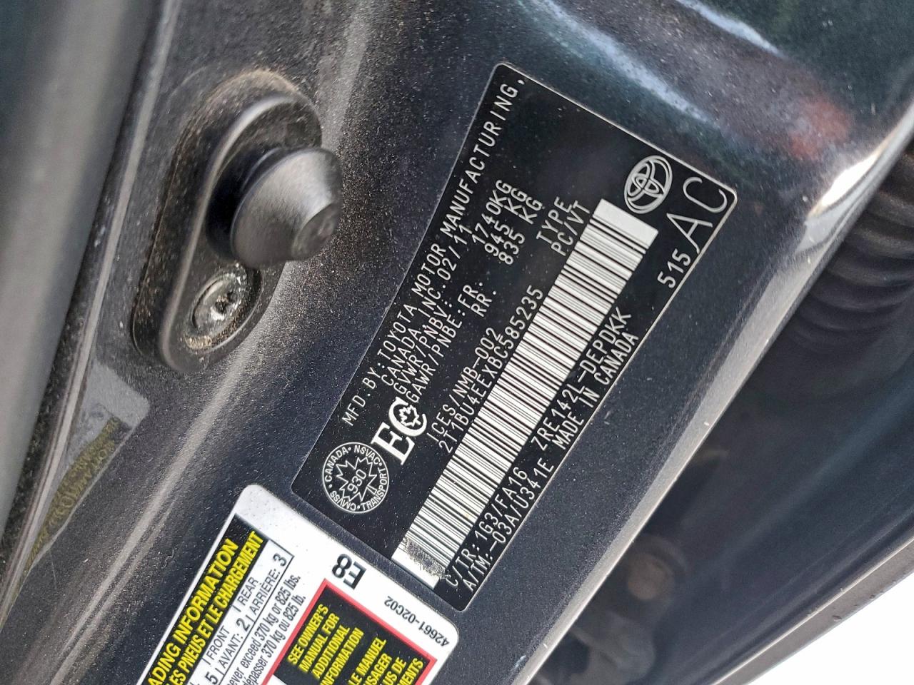 2011 TOYOTA COROLLA BASE photo 12