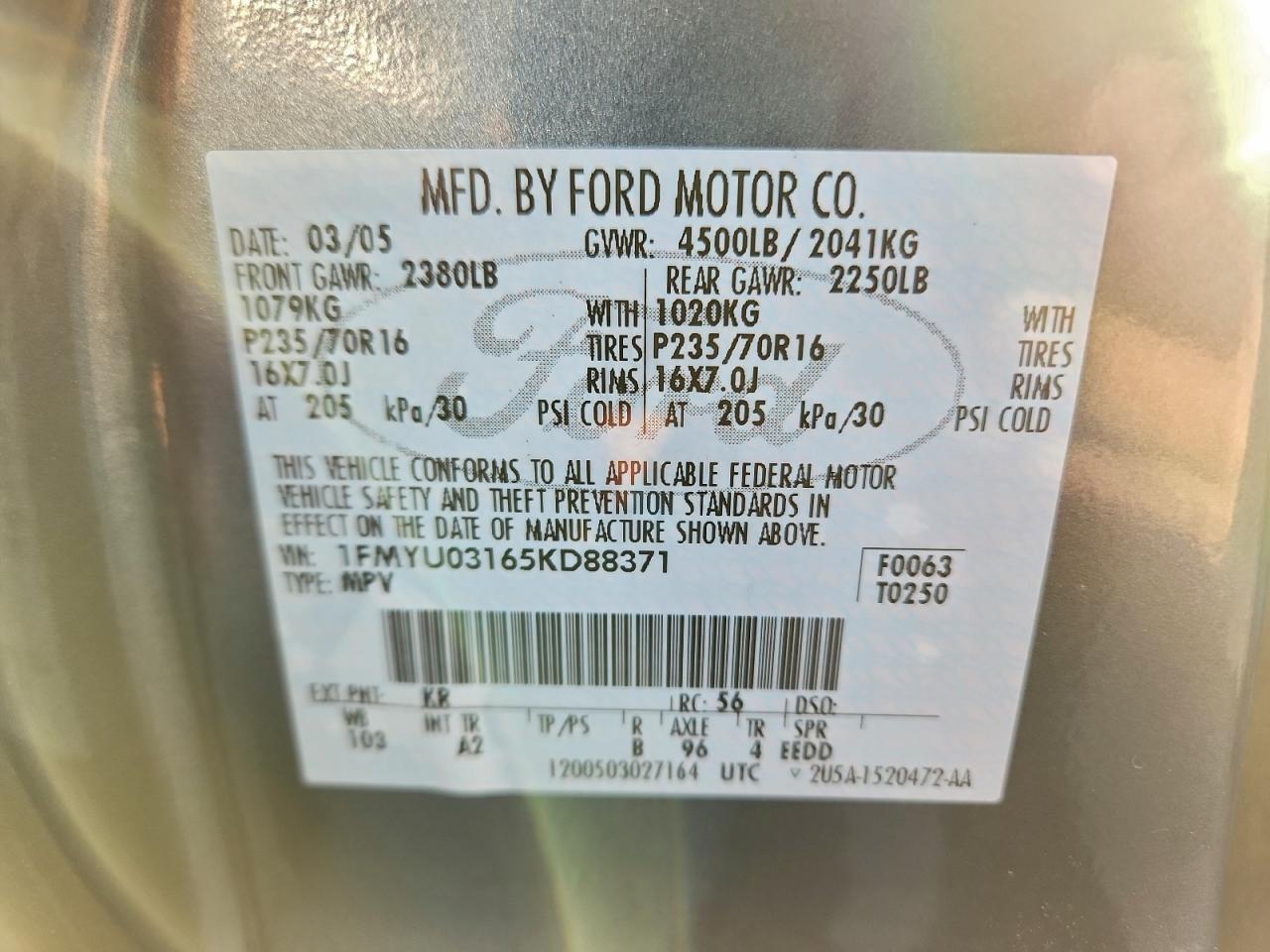2005 FORD ESCAPE XLT photo 13