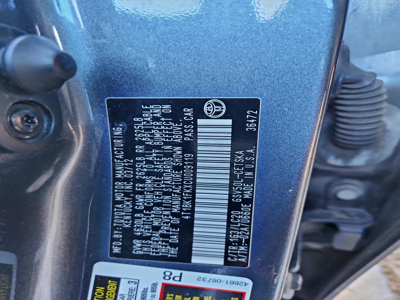 2012 TOYOTA CAMRY SE photo 12