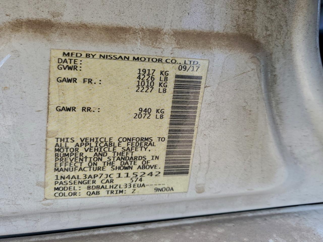 2018 NISSAN ALTIMA 2.5 photo 12