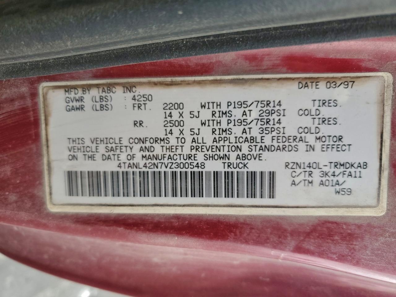 1997 TOYOTA TACOMA photo 12