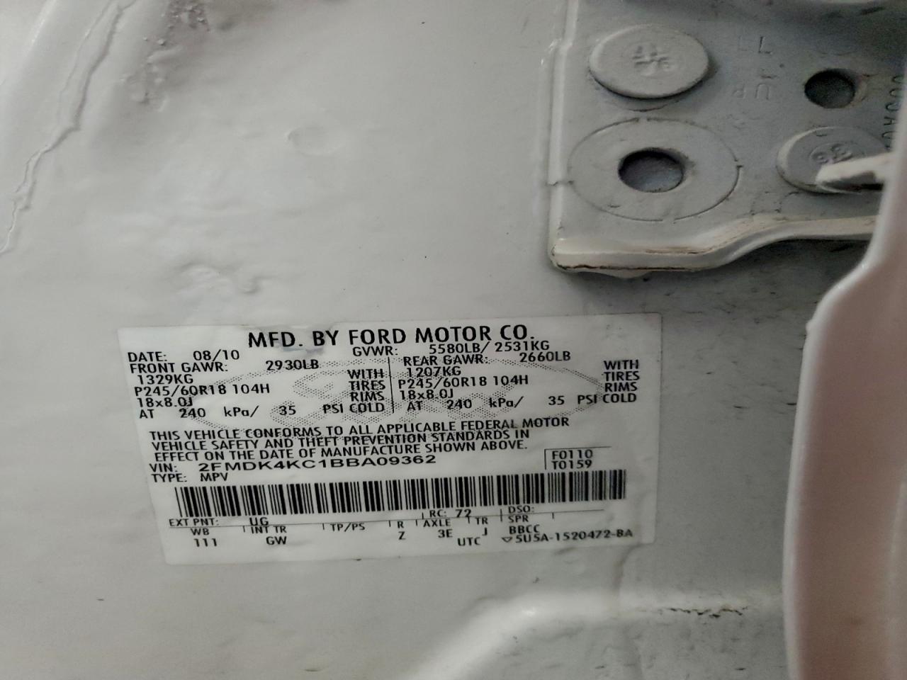 2011 FORD EDGE LIMITED photo 13