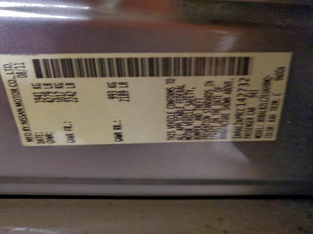 2012 NISSAN ALTIMA BASE photo 12