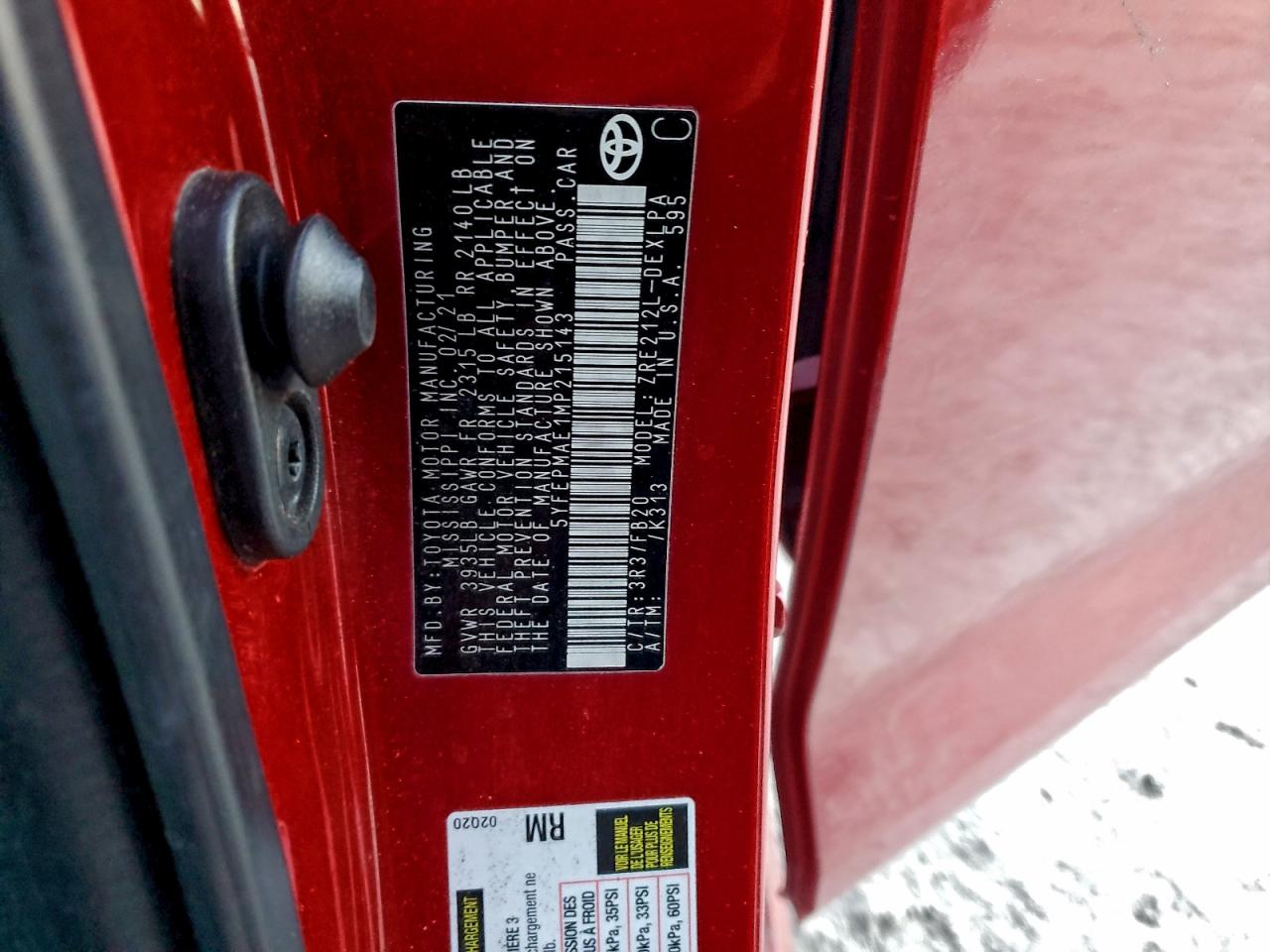 2021 TOYOTA COROLLA LE photo 12