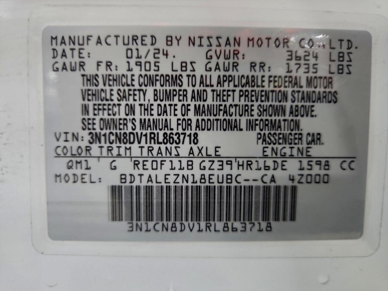 2024 NISSAN VERSA S photo 13