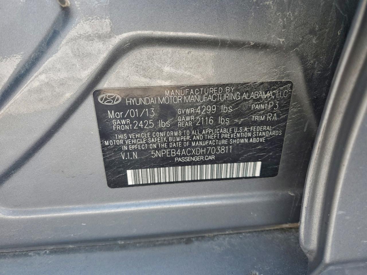 2013 HYUNDAI SONATA GLS photo 12