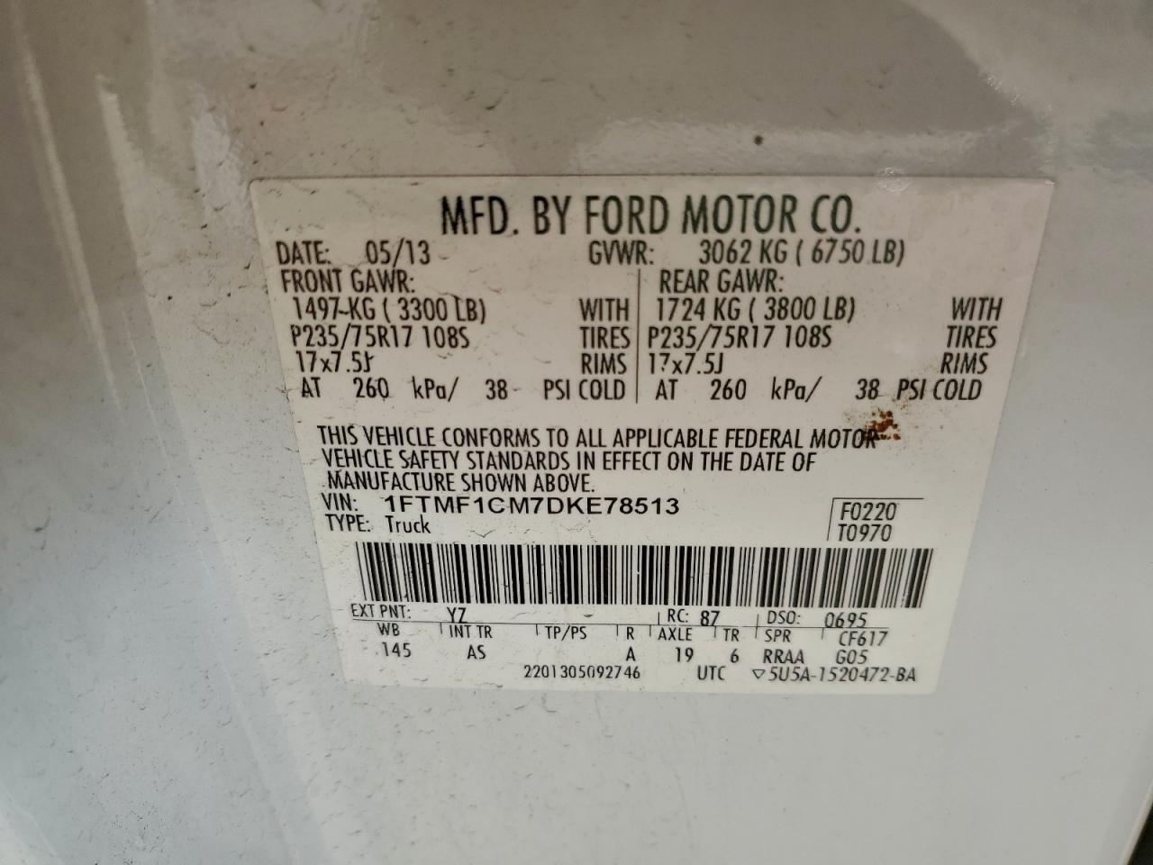 2013 FORD F150 photo 12