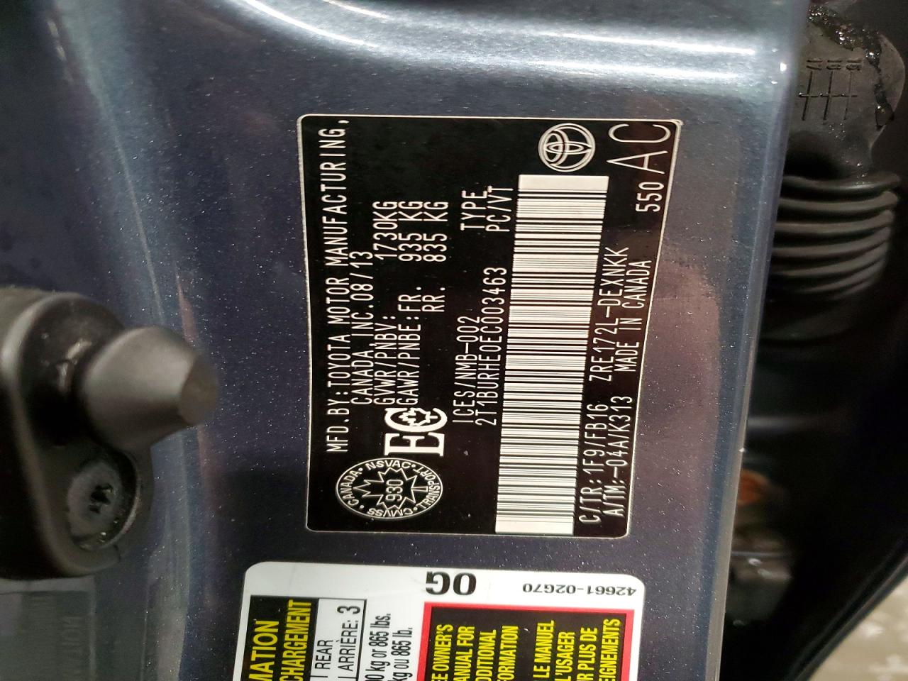 2014 TOYOTA COROLLA L photo 25