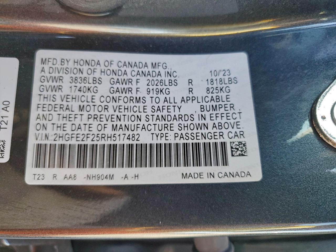 2024 HONDA CIVIC LX photo 12