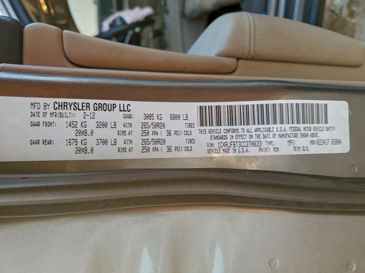 2012 JEEP GRAND CHEROKEE LIMITED photo 13