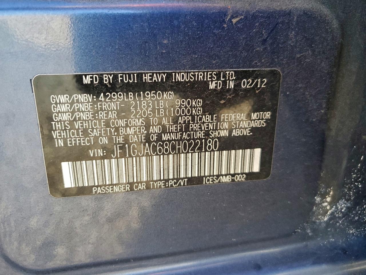 2012 SUBARU IMPREZA PREMIUM photo 23