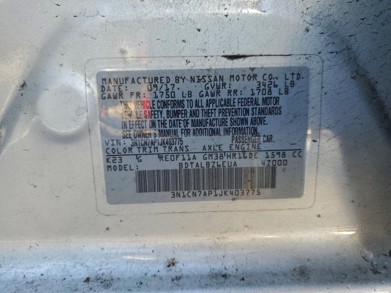 2018 NISSAN VERSA S photo 12