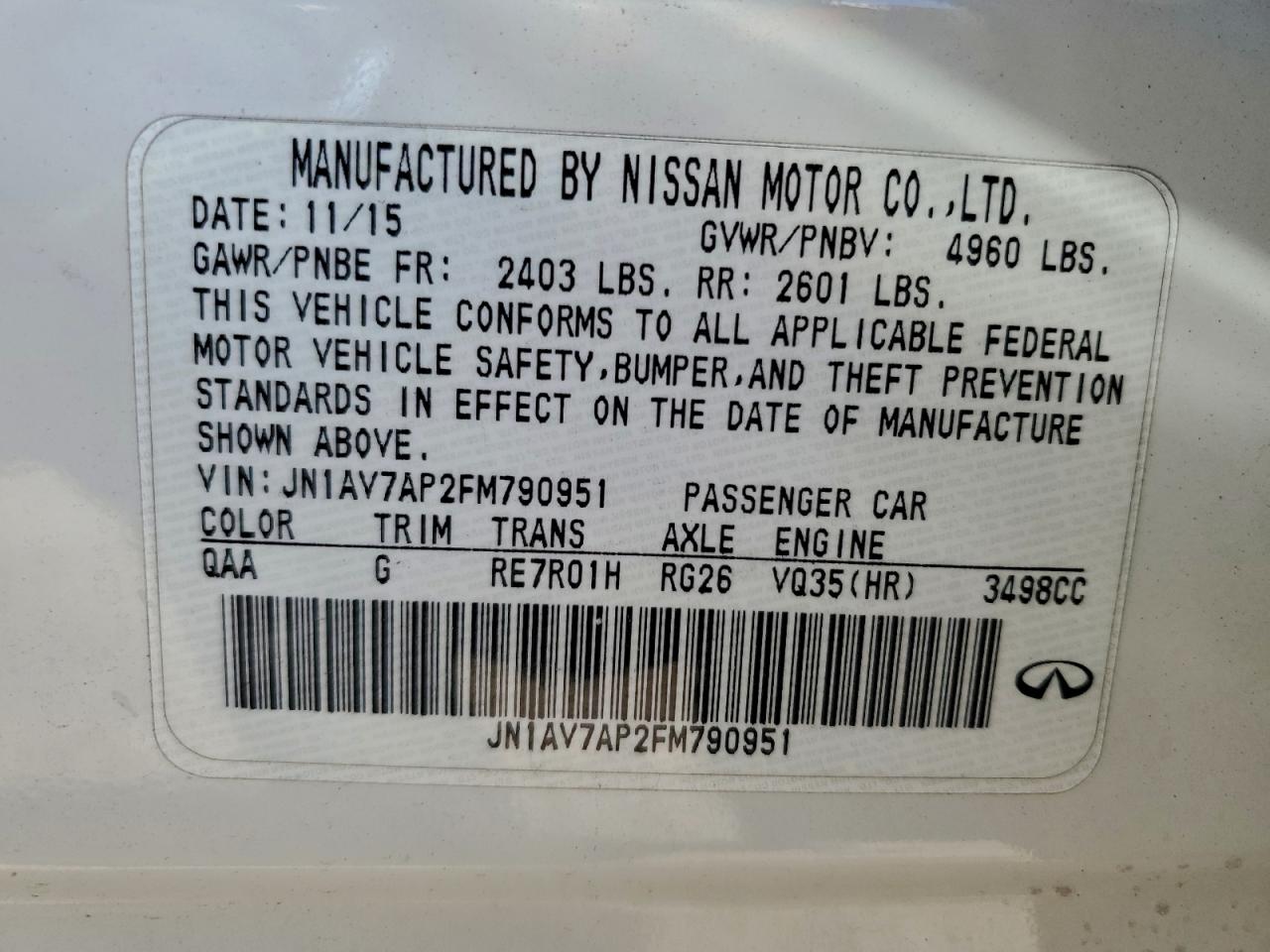 2015 INFINITI Q50 HYBRID PREMIUM photo 12
