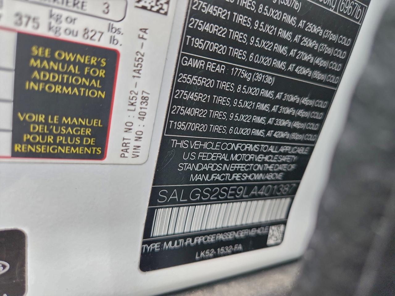 2020 LAND ROVER RANGE ROVER P525 HSE photo 14