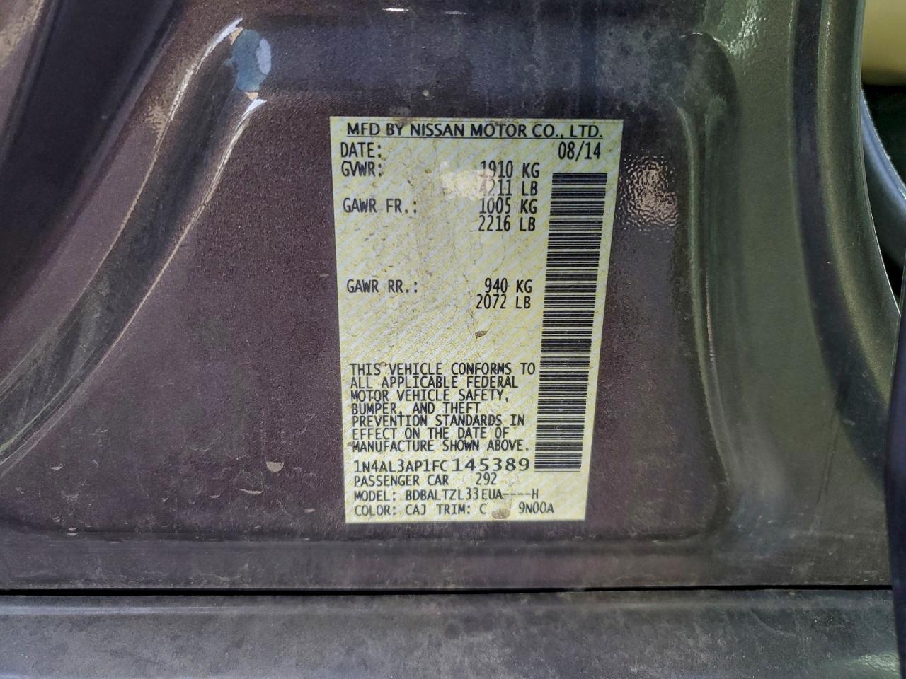 2015 NISSAN ALTIMA 2.5 photo 12