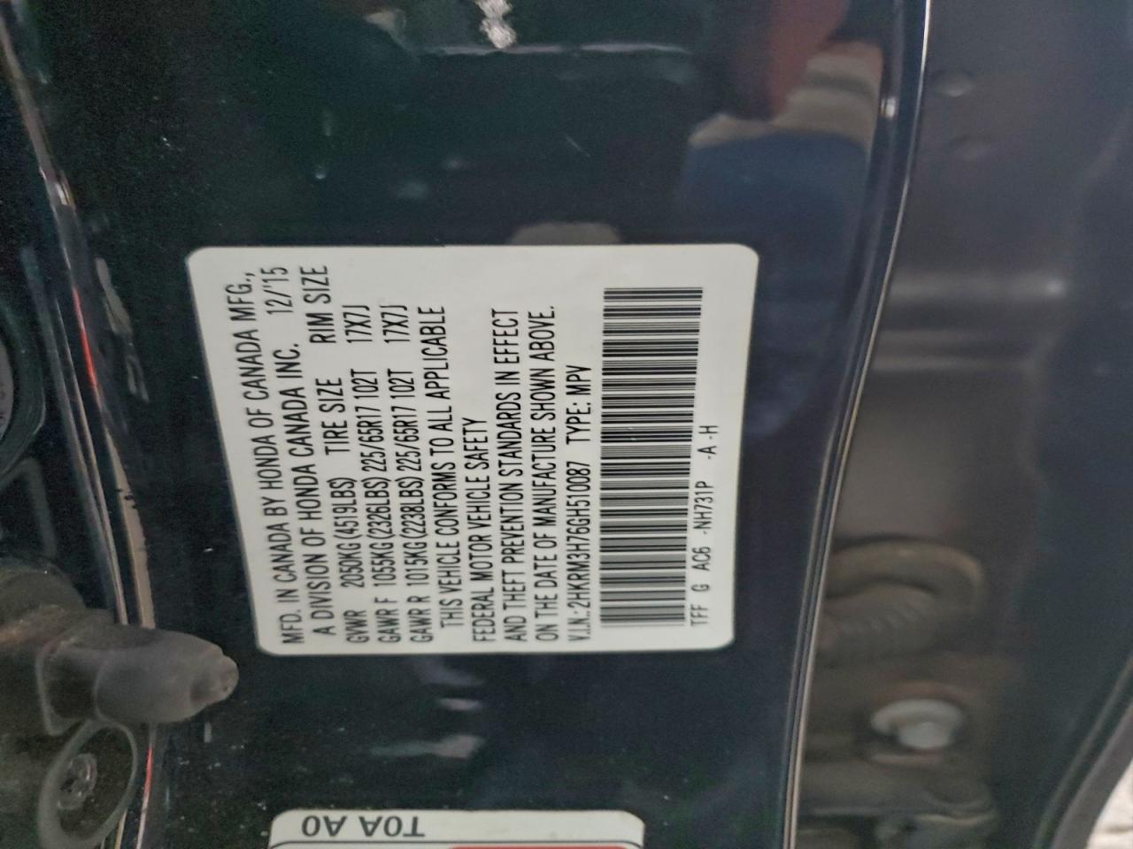 2016 HONDA CR-V EXL photo 14