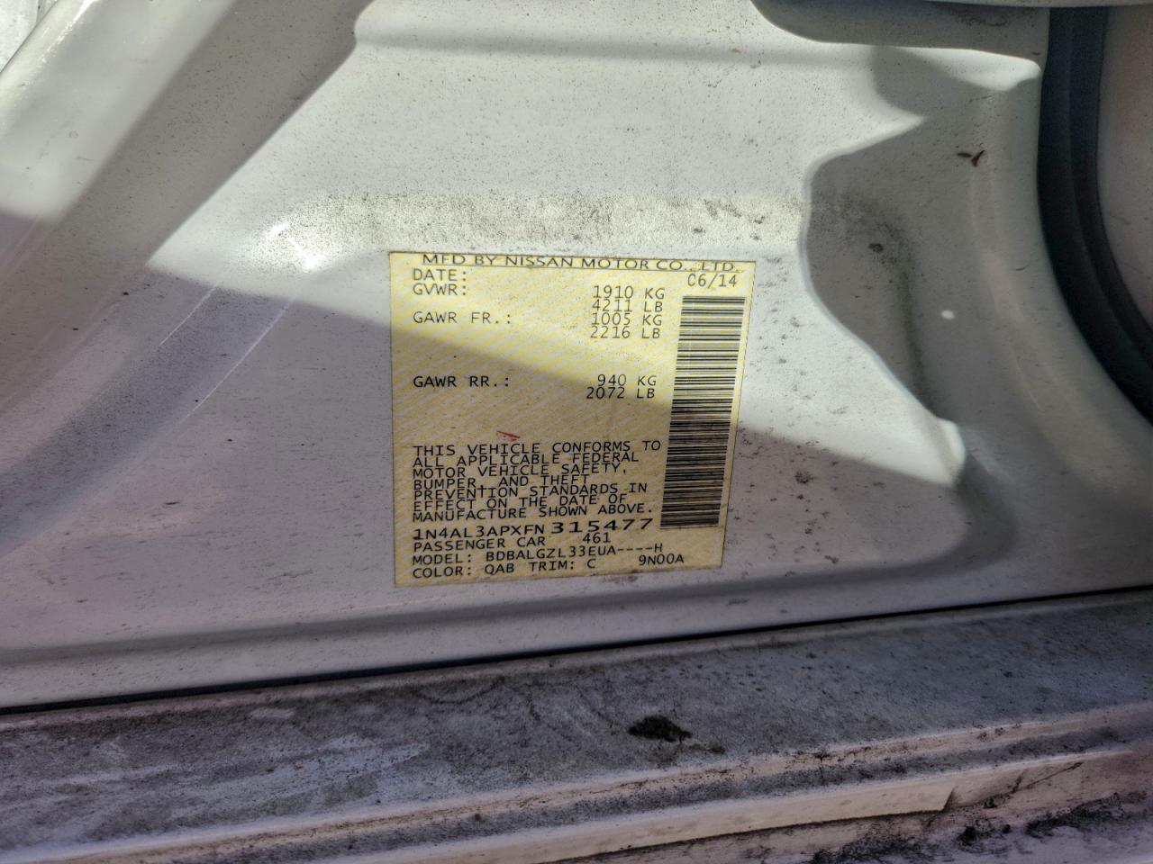 2015 NISSAN ALTIMA 2.5 photo 13