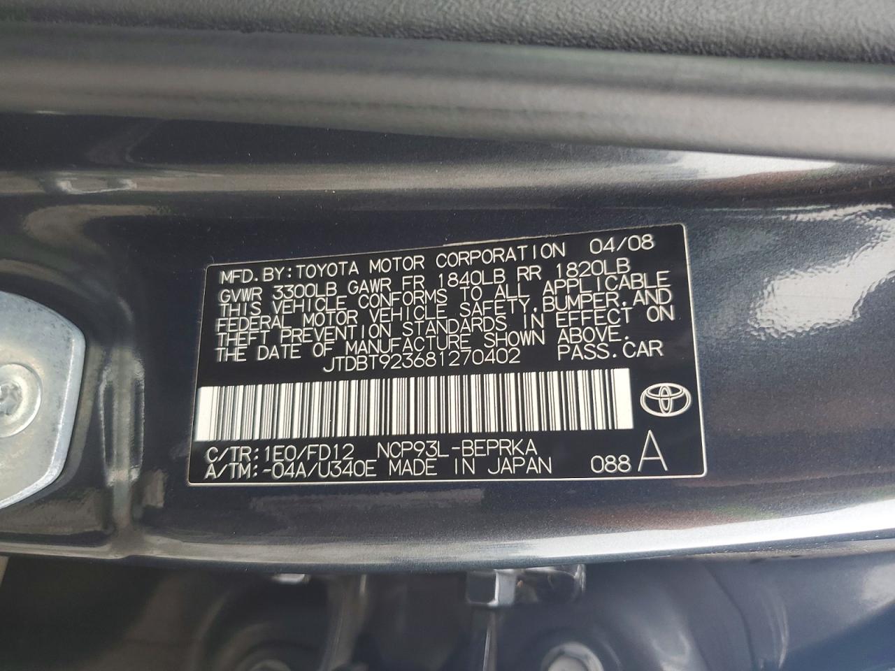 2008 TOYOTA YARIS photo 12