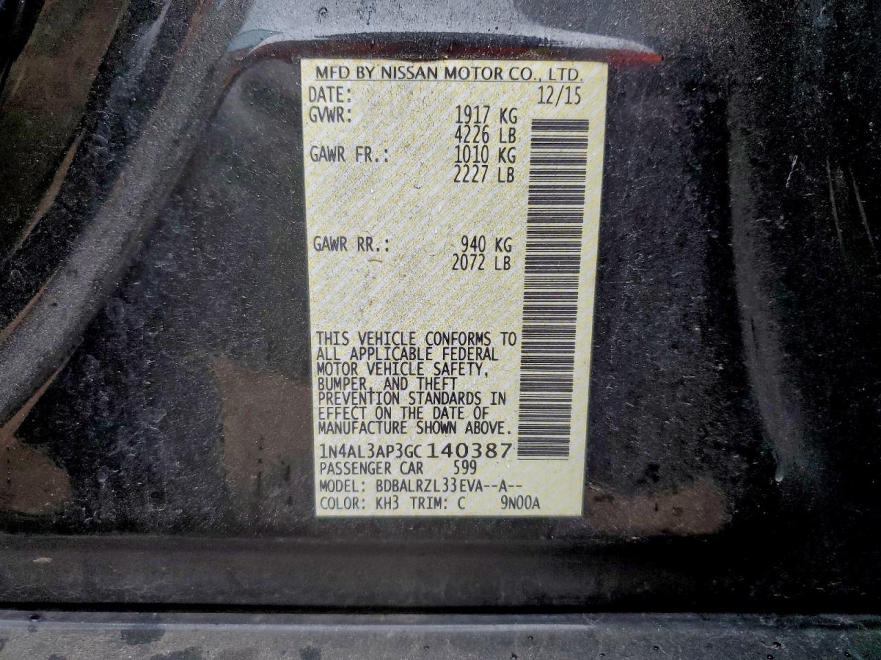 2016 NISSAN ALTIMA 2.5 photo 12