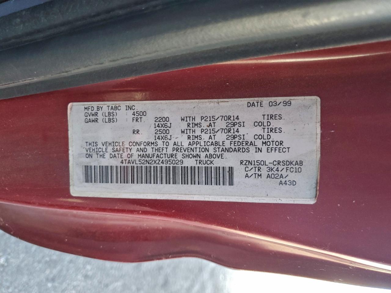 1999 TOYOTA TACOMA XTRACAB photo 12
