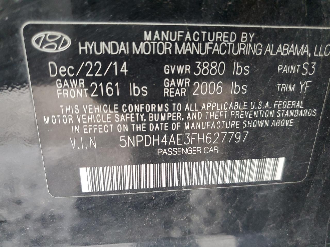 2015 HYUNDAI ELANTRA SE photo 12