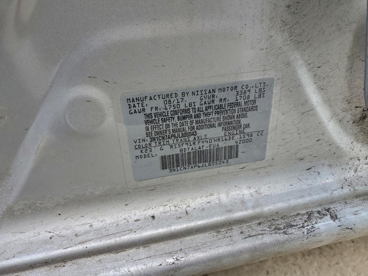 2018 NISSAN VERSA S photo 12