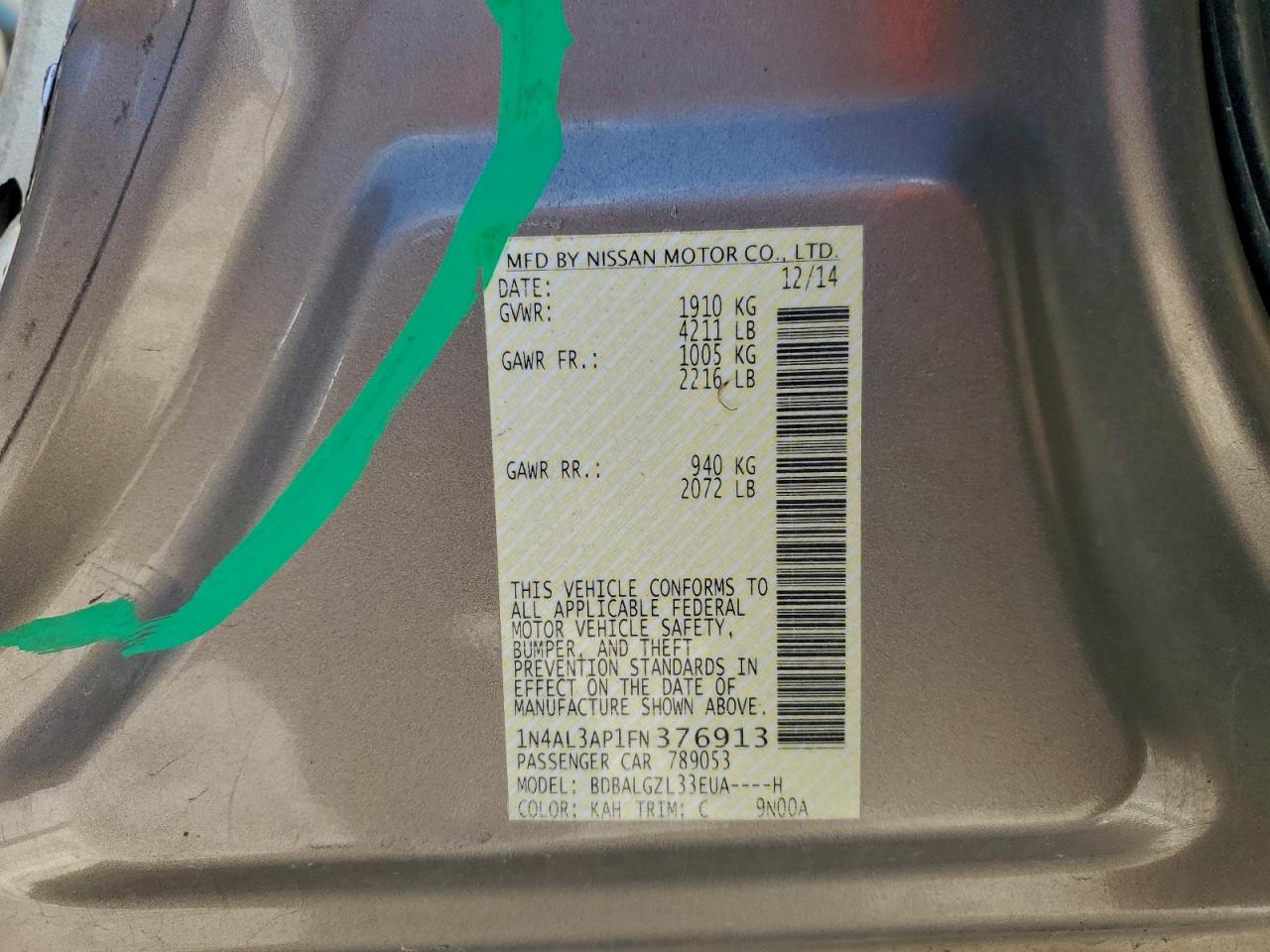 2015 NISSAN ALTIMA 2.5 photo 12