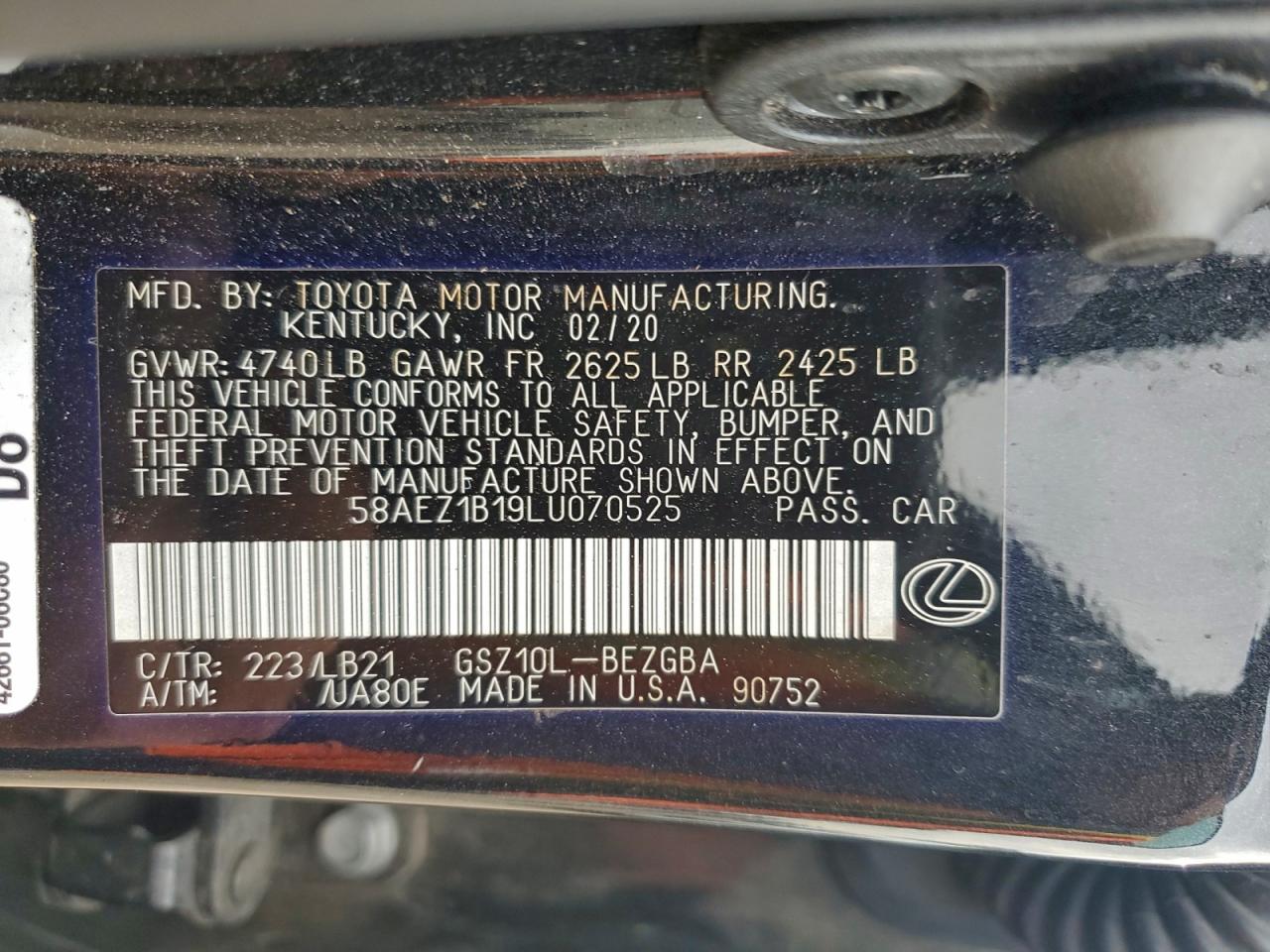 2020 LEXUS ES 350 LUXURY photo 12