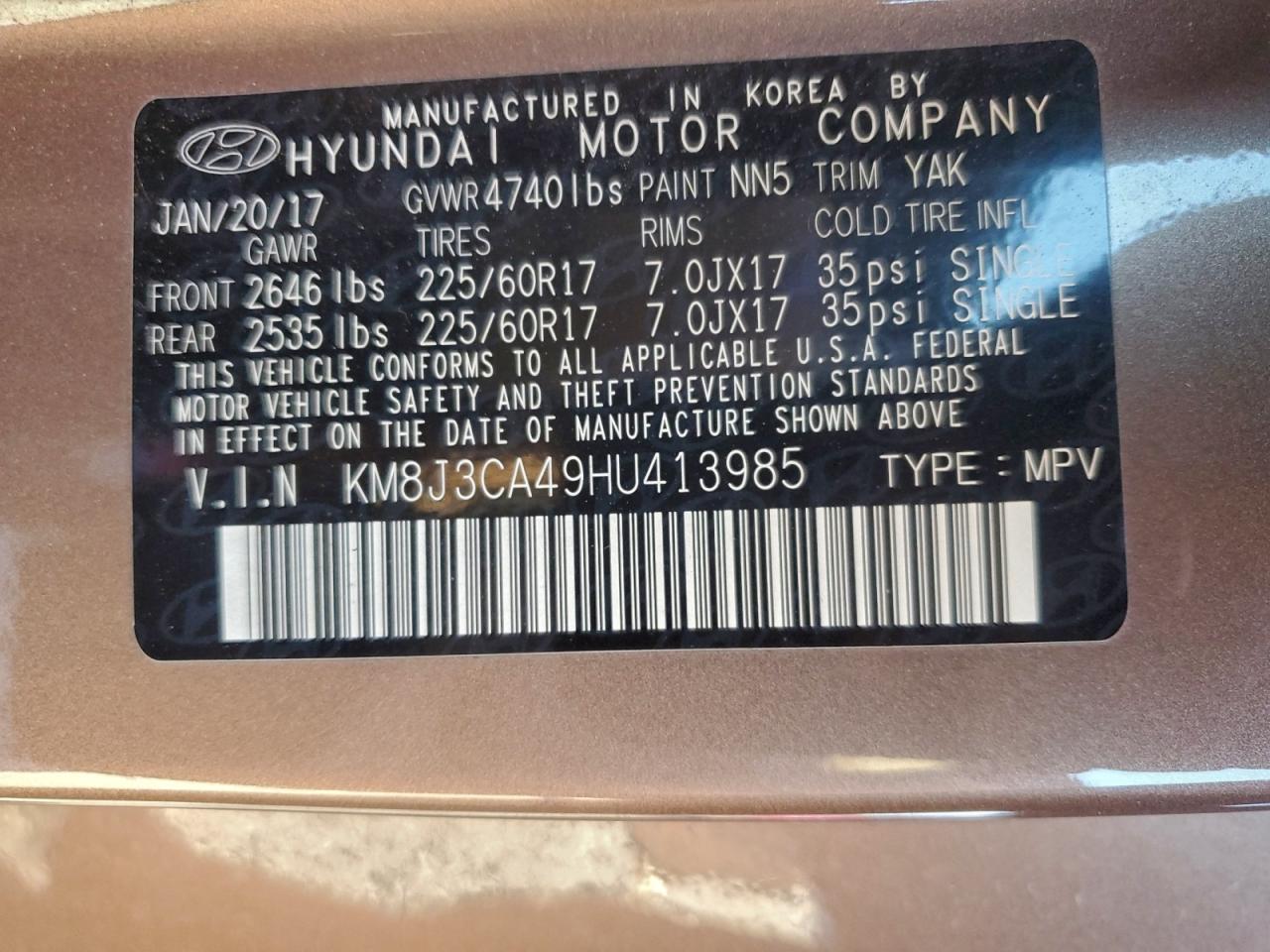 2017 HYUNDAI TUCSON LIMITED photo 13