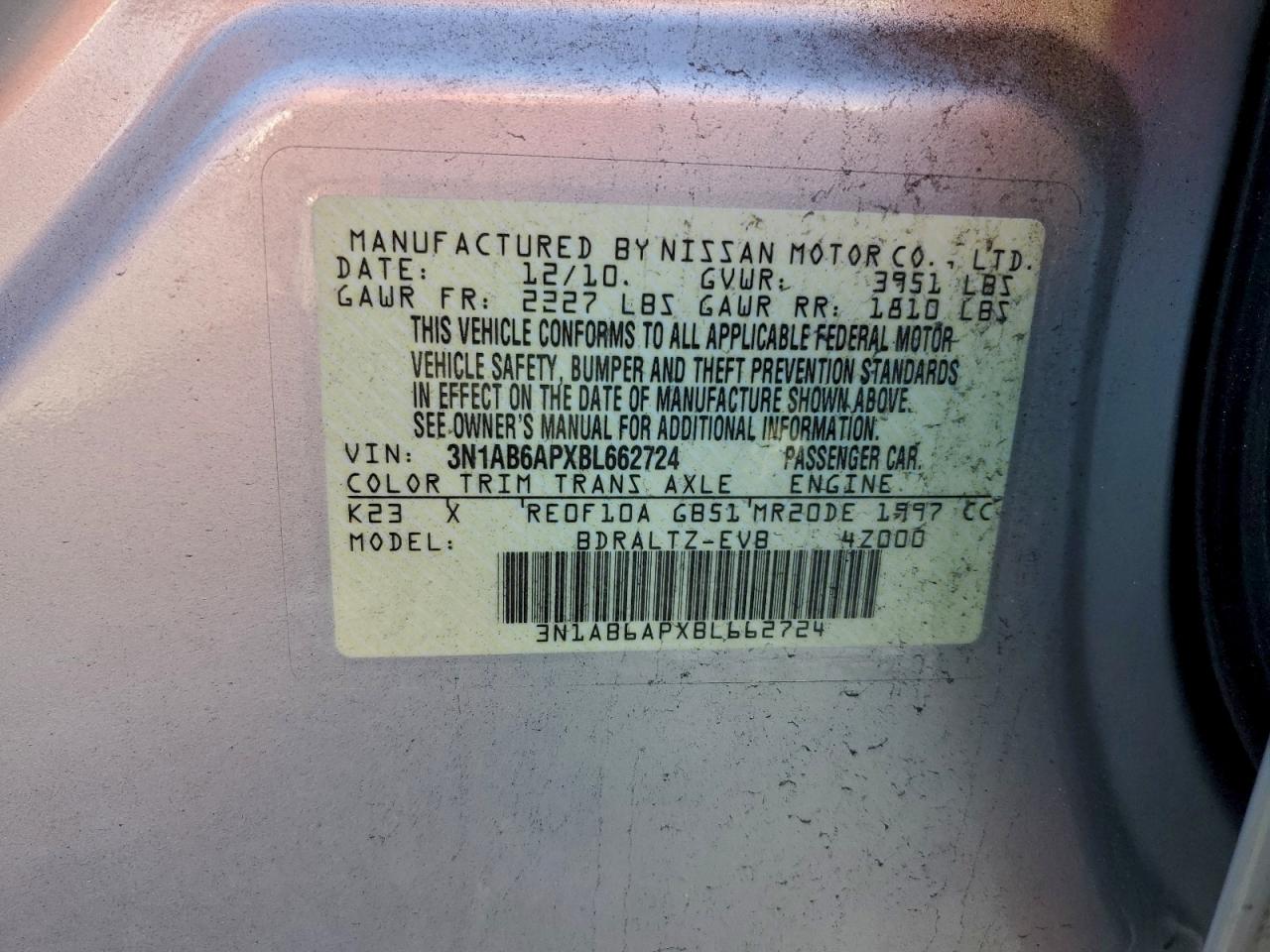 2011 NISSAN SENTRA 2.0 photo 12