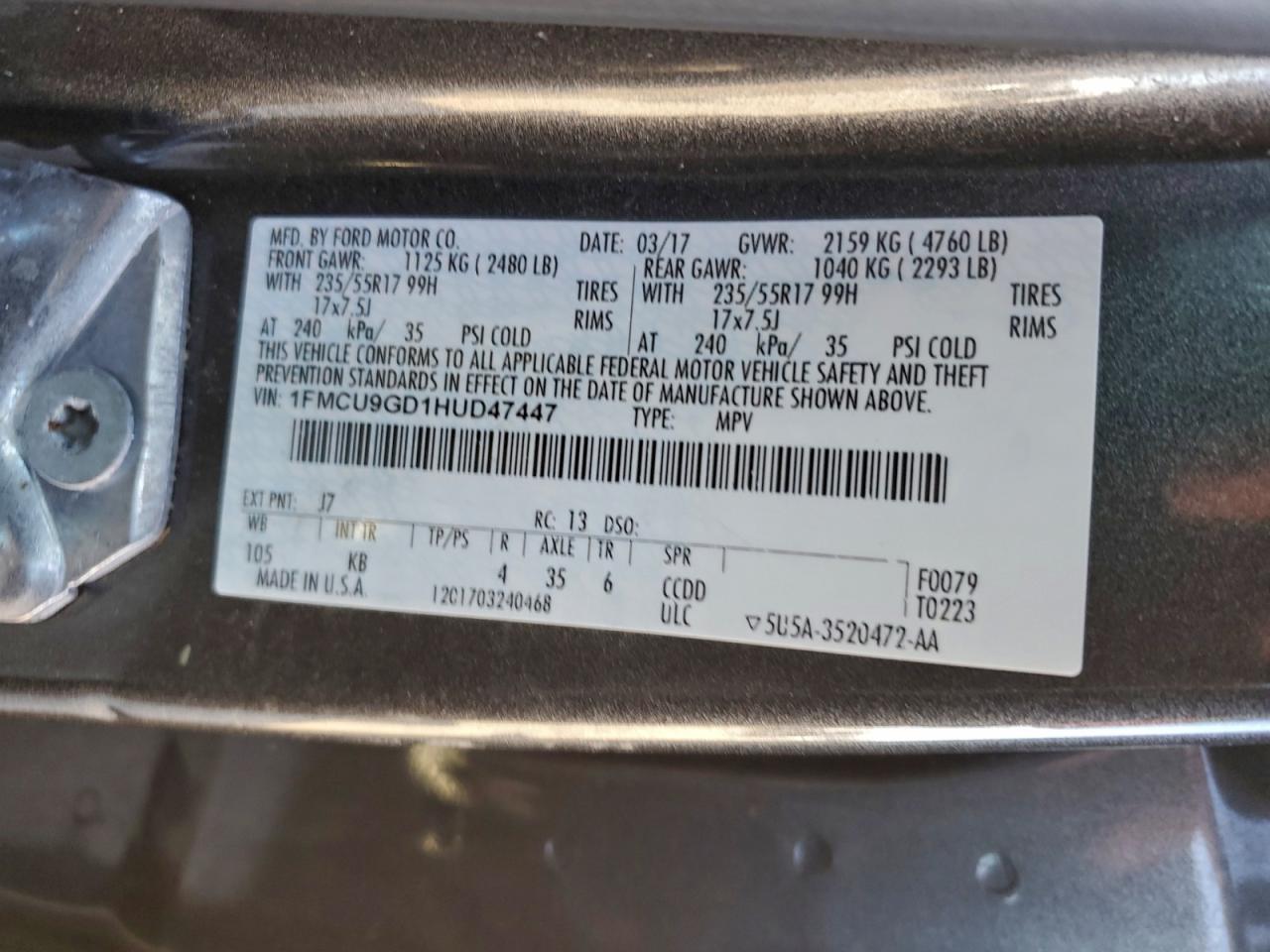 2017 FORD ESCAPE SE photo 13