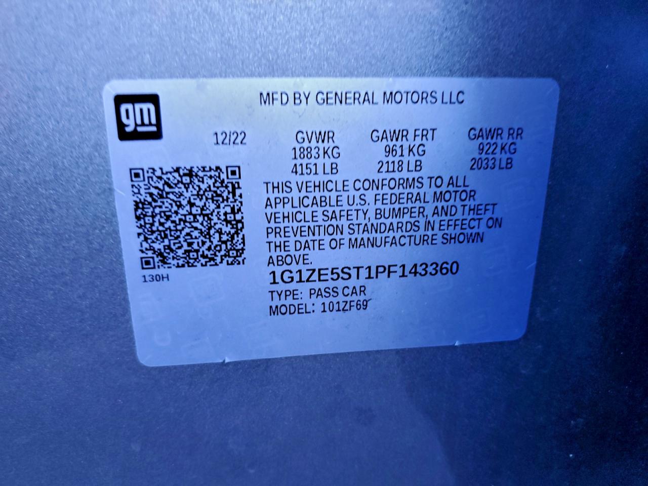 2023 CHEVROLET MALIBU PREMIER photo 12