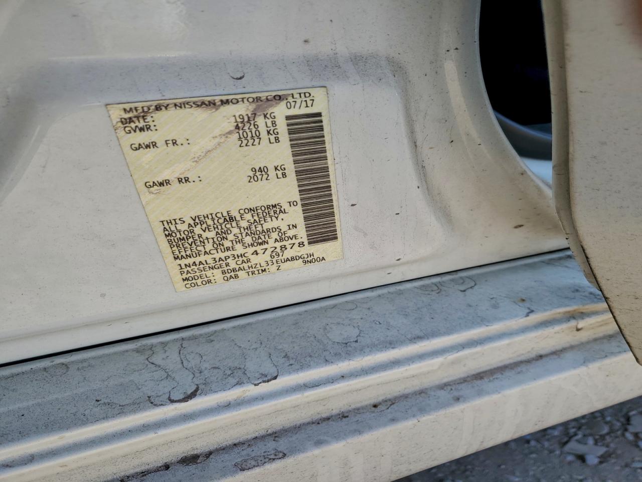 2017 NISSAN ALTIMA 2.5 photo 12