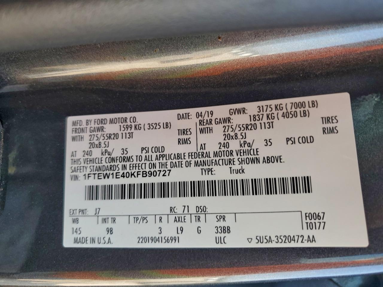 2019 FORD F150 SUPERCREW photo 12