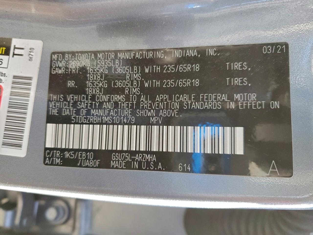 2021 TOYOTA HIGHLANDER XLE photo 14