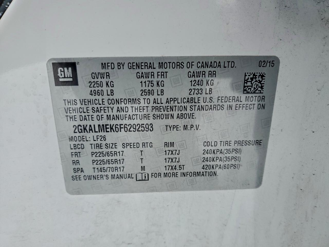 2015 GMC TERRAIN SLE photo 13