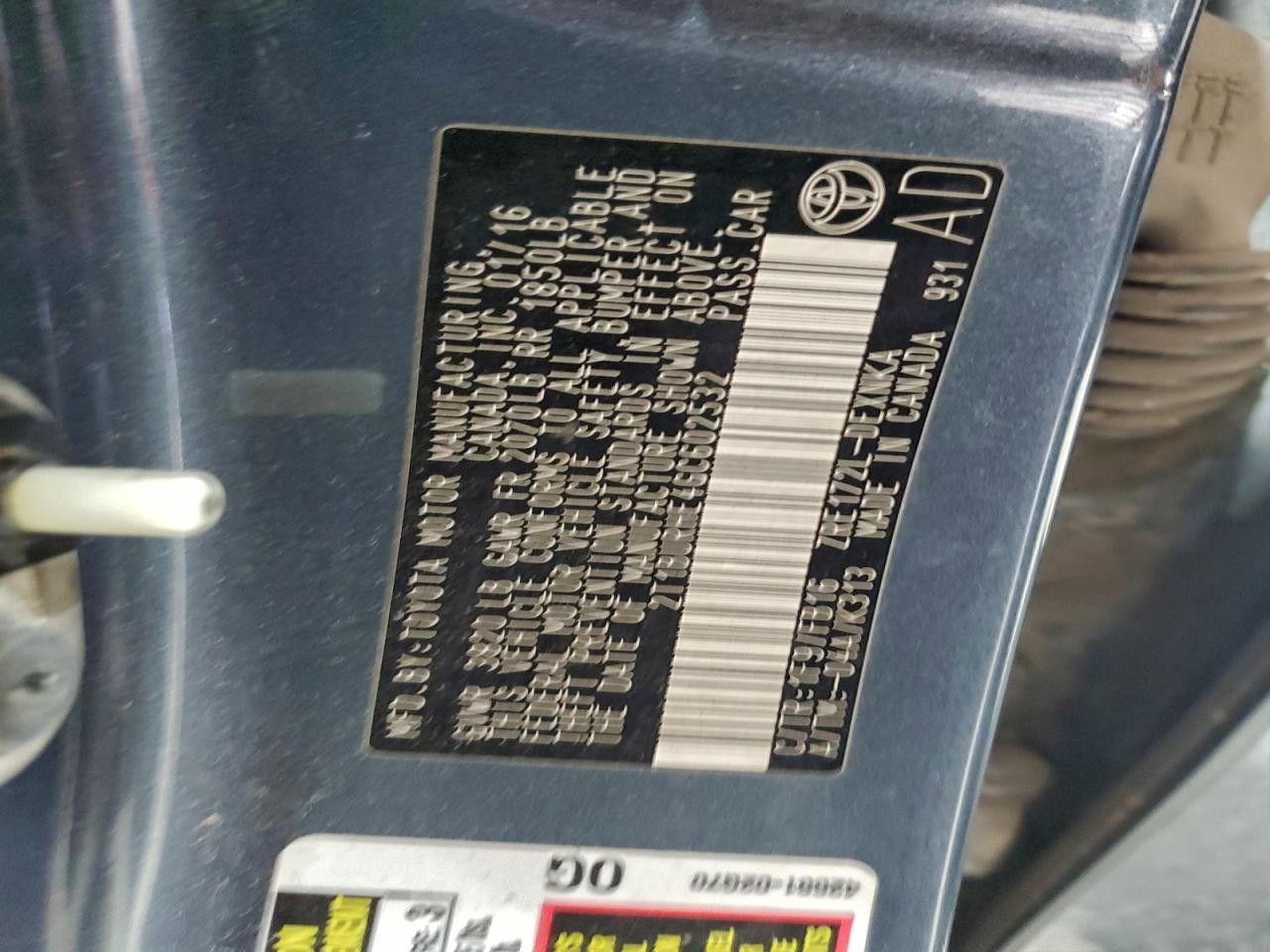 2016 TOYOTA COROLLA L photo 12