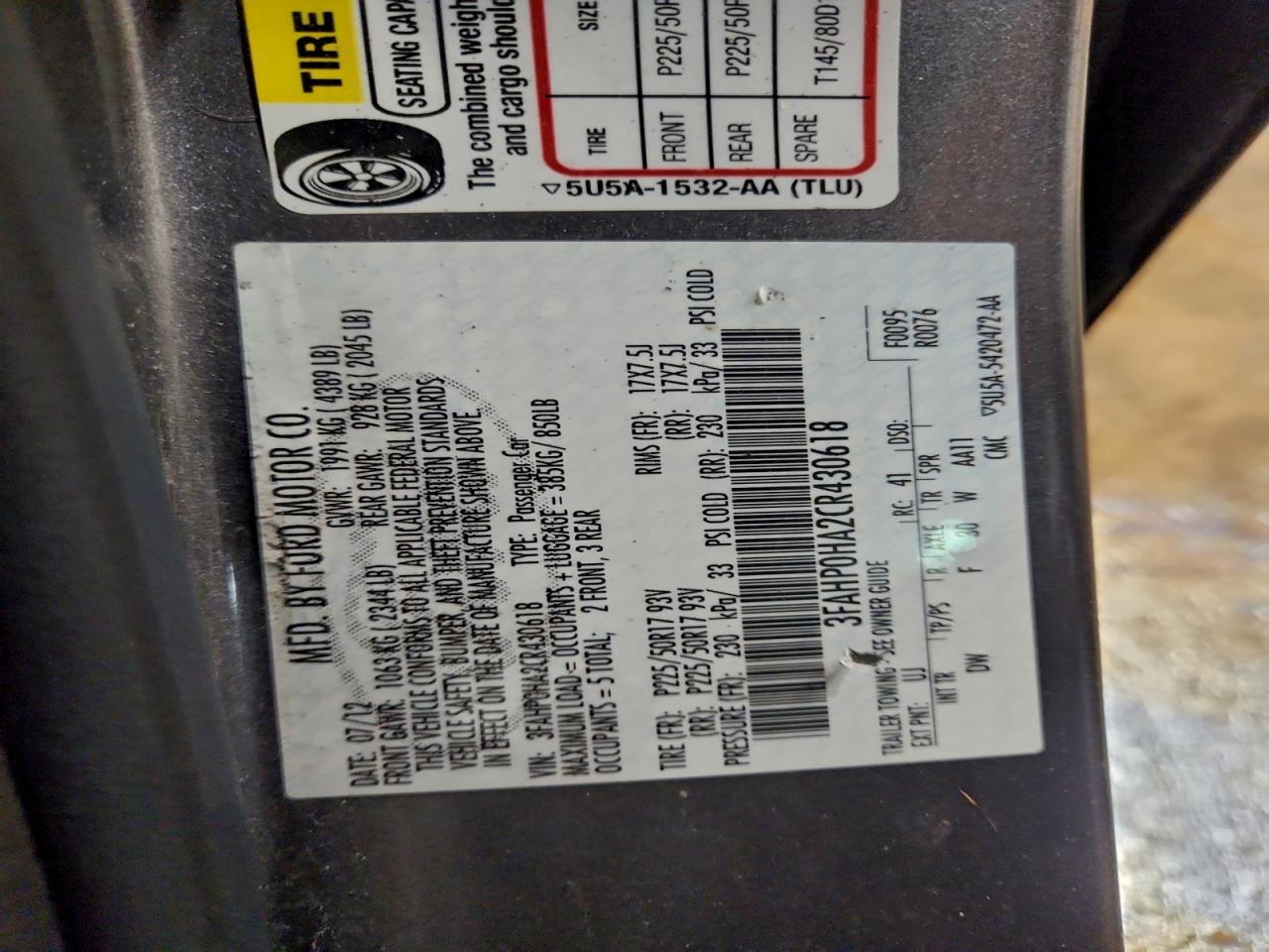 2012 FORD FUSION SE photo 12