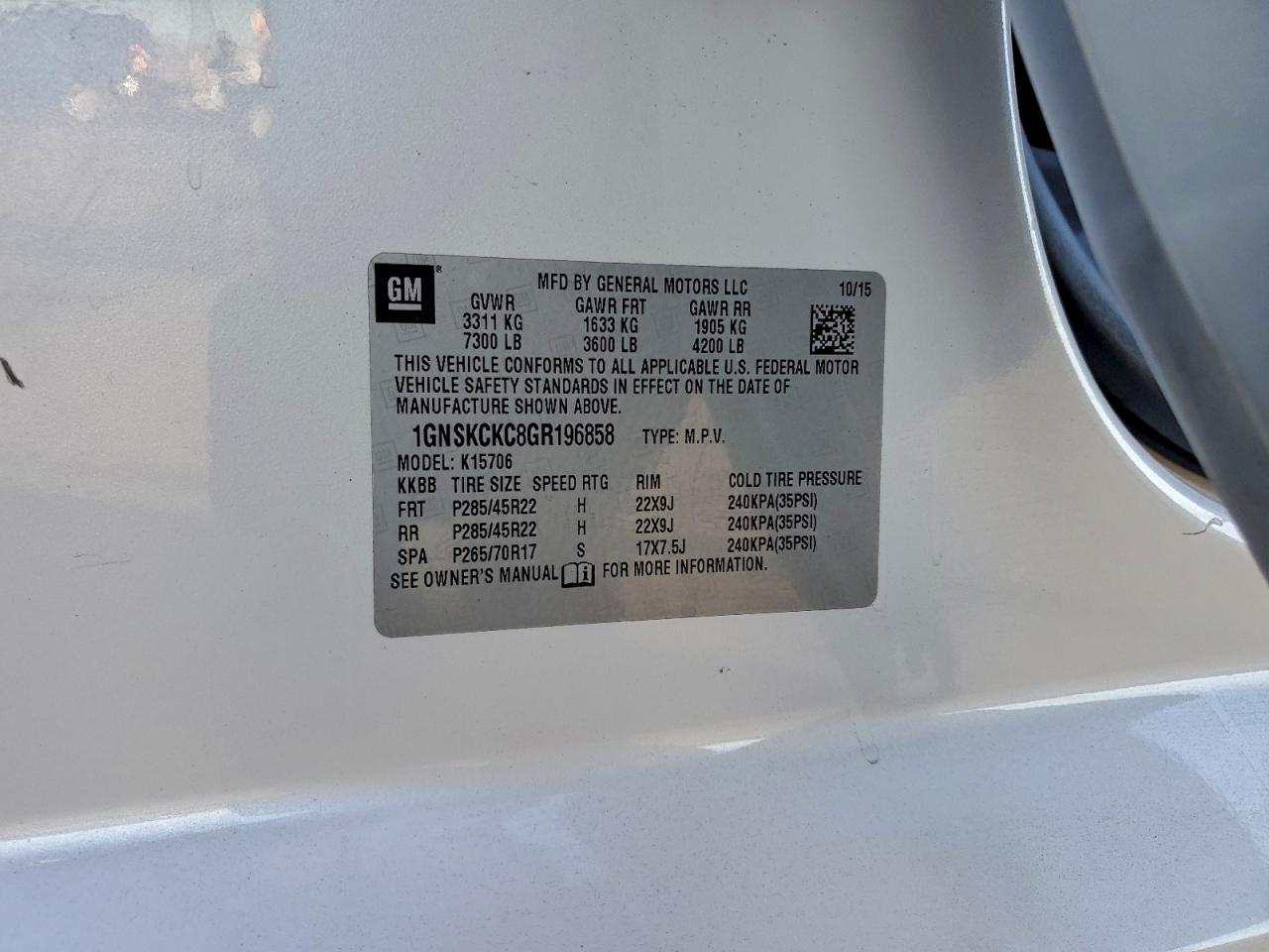 2016 CHEVROLET TAHOE K1500 LTZ photo 13