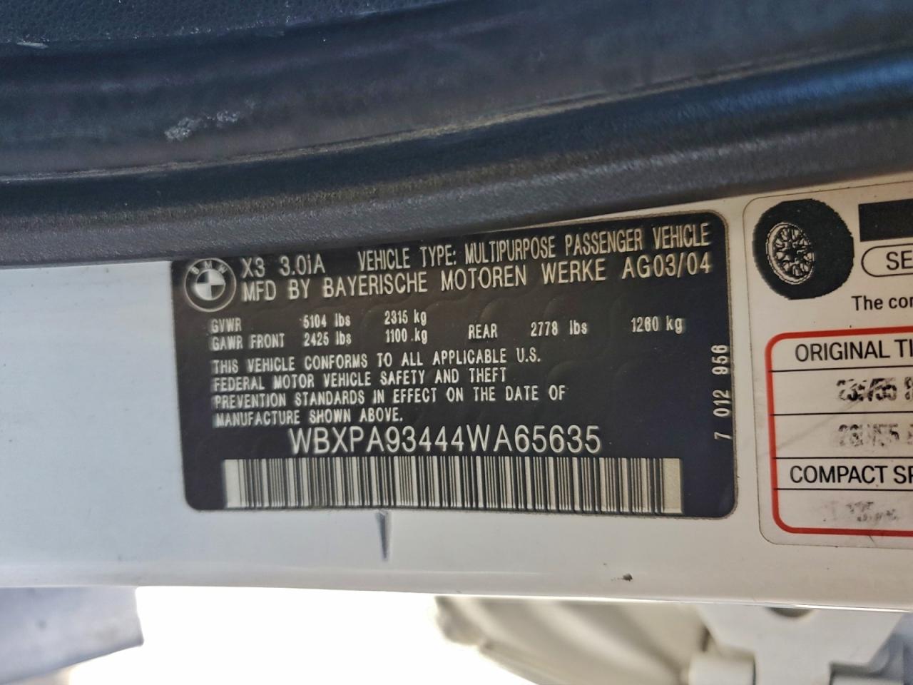 2004 BMW X3 3.0I photo 14