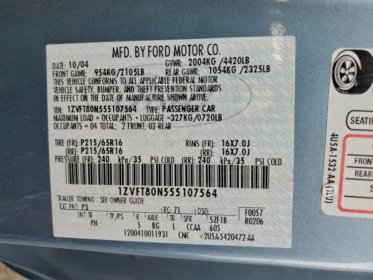 2005 FORD MUSTANG photo 12