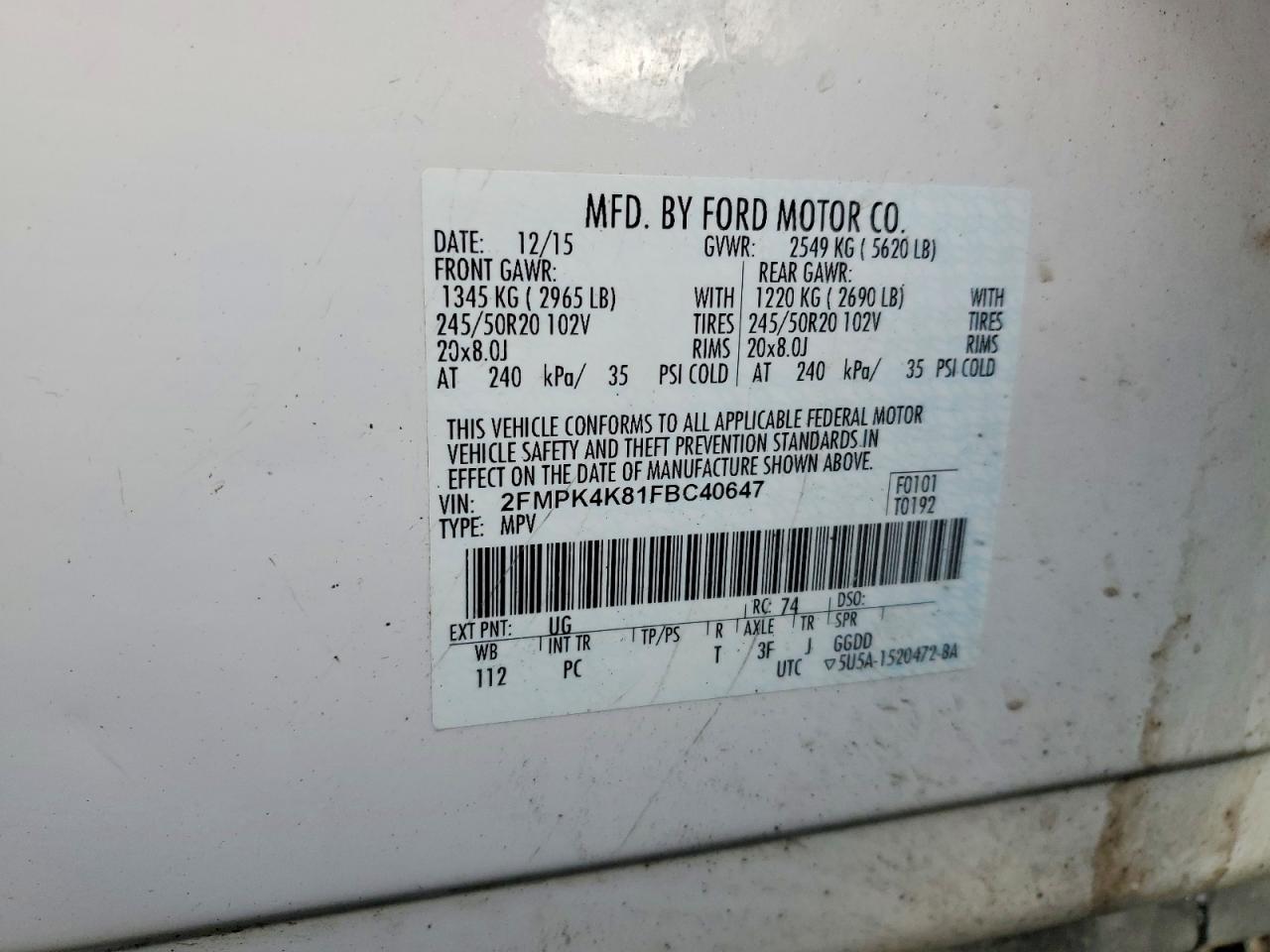 2015 FORD EDGE TITANIUM photo 13